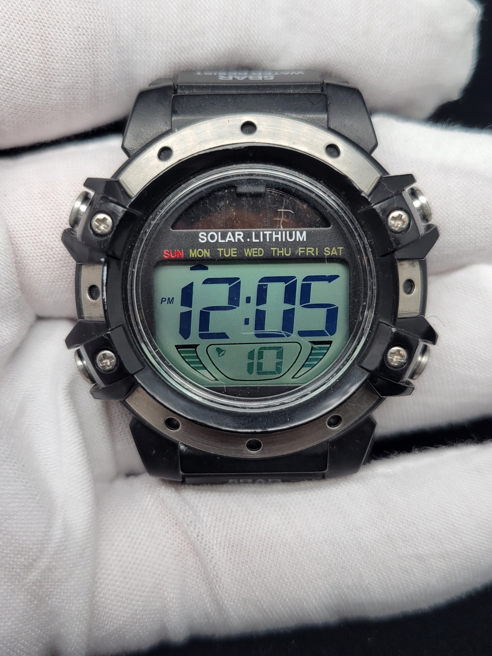 Digital Solar Lithium Sports Watch - Black